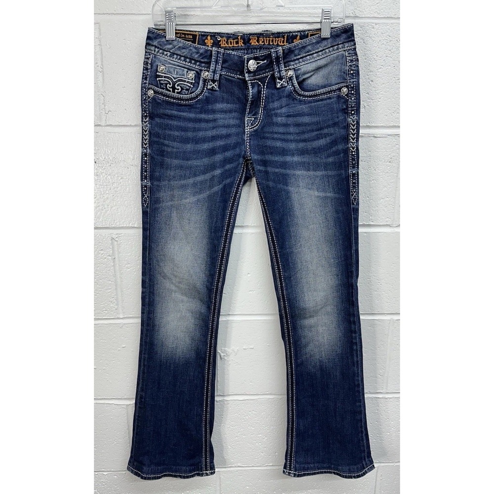 Rock Revival Rebecca Boot Cut Flap Pocket Embellished Jeans / Women's 27